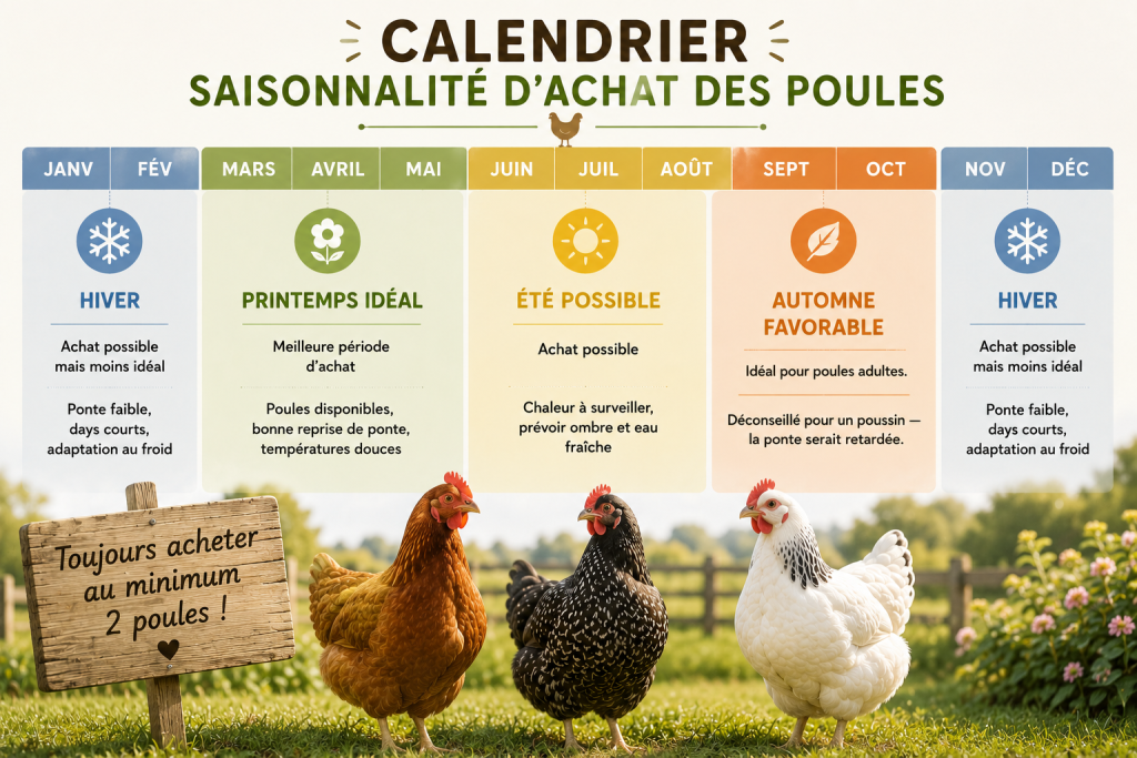 calendrier de période d'achat des poules